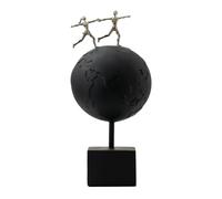 JOUFNING Estatua Artística - Figura Decorativa De Escritorio, Globo Terráqueo De Resina Y Escultura De Pareja Plateada, Adorno Abstracto De Unidad Y Colaboración Mundial