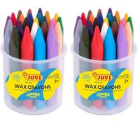 Jovi - Ceras triangulares Jumbo, bote de 24 ceras surtidas multicolor, super resistentes, no manchan (975) (Paquete de 2)