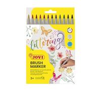 Jovi - Rotuladores lettering con punta pincel - Estuche con 12 colores - Brush Marker