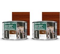 JOVIRA PINTURAS Barniz Brillante Tinte (6 colores). Barniz para madera. Protege, decora y embellece. (375 Mililitros, Teka) (Paquete de 2)