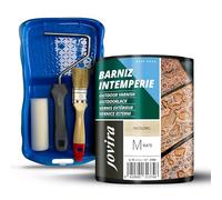 JOVIRA PINTURAS Barniz Intemperie al agua, Mate y Kit con Minicubeta, Rodillo de Espuma, Varilla y Paletina. (750 Millilitros, Mate + Kit Barniz) H-25
