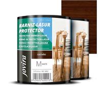 JOVIRA PINTURAS BARNIZ-LASUR Protector Mate al Agua. Protege, decora y embellece todo tipo de madera. (2x750 Mililitros, Castaño)