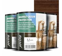JOVIRA PINTURAS BARNIZ-LASUR Protector Mate al Agua. Protege, decora y embellece todo tipo de madera. (3x750 Mililitros, Nogal)