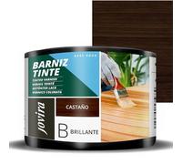 JOVIRA PINTURAS Barniz Tinte Brillante al Agua, acabado Brillo. Especial para teñir y barnizar maderas. (375 Mililitros, Castaño) F-33