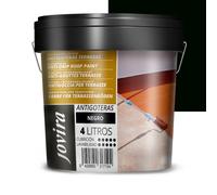 JOVIRA PINTURAS Impermeabilizante Antigoteras, Terraza Antigoteras Caucho Elástica, pintura de terrazas, evita filtraciones en todo tipo de cubiertas y terrazas. (4 Litros, Negro) A-43