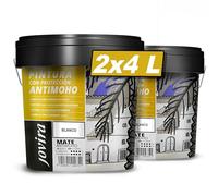 JOVIRA PINTURAS Pintura Antimoho, Evita el moho, resistente a la aparición de moho en paredes, aspecto mate. (2x4 Litros, Blanco) A-8