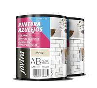 JOVIRA PINTURAS Pintura para Azulejos, Alto Brillo al Agua. Da una imagen nueva a tu cocina y baño. (2x750 Mililitros, Hueso) B-16-2
