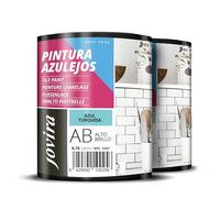 JOVIRA PINTURAS Pintura para Azulejos, Alto Brillo al Agua. Da una imagen nueva a tu cocina y baño. (2x750 Mililitros, Azul Turquesa) B-11-2