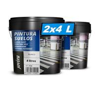 JOVIRA PINTURAS Pintura Suelos, Garajes y Pavimentos Deportivos en general, acabado Mate. Protege y decora las superficies de hormigón, cemento y asfalto. (2x4 Litros, Blanco) A-14C