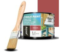 JOVIRA PINTURAS Pintura Tiza - Chalk Paint al Agua Mate + Pincel especial para madera. Renueva tus muebles con creatividad. (375 Mililitros, Terracota + Pincel) C-58B-K