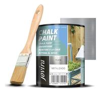 JOVIRA PINTURAS Pintura Tiza - Chalk Paint al Agua Mate + Pincel especial para madera. Renueva tus muebles con creatividad. (750 Mililitros, Plata + Pincel) B-29-K