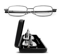 JOX Gafas de Lectura Plegables - Ultra Finas, Ligeras y Compactas con Estuche Rígido - Diseño de Bolsillo y Diseño Premium (Gris grafito, 2, Dioptrías)