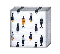 JOYBOS Pack 5 paños de Cocina en algodón y diseño de Peces