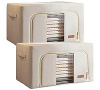 JOYBOS, Set de 2 cajas de almacenamiento de ropa, 132 l (66 x 2), plegable, en material textil