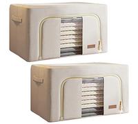 JOYBOS, Set de 2 cajas de almacenamiento de ropa, 48 l (24 x 2), plegable, en material textil
