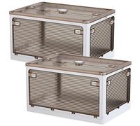 Joybos Set de 2 Cajas de Almacenamiento Plegable Transparente 28Lx2 - Apilables con Asas