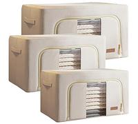 JOYBOS, Set de 3 cajas de almacenamiento de ropa, 24 + 66 + 100 l, plegable, en material textil