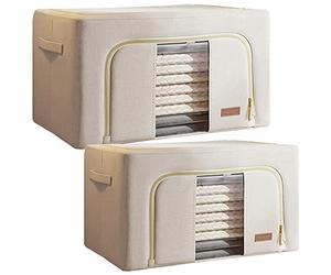 JOYBOS, Set midi de 2 cajas de almacenamiento de ropa, 24 + 66 l, plegable, en material textil