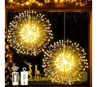 Joycome, 2 esferas luminosas navideñas, 198 LEDs, iluminación navideña para exteriores, luz blanca cálida, tamaño 198 LEDs (paquete de 2)