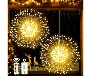 Joycome, 2 esferas luminosas navideñas, 198 LEDs, iluminación navideña para exteriores, luz blanca cálida, tamaño 198 LEDs (paquete de 2)