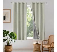 Joydeco 100% Cortinas Opacas 2 Piezas, Lino Cortinas Dormitorio con Ojales Anti Luz Cortina Termica Aislantes Frio y Calor para Salon(Beige Claro, 2x117x183cm)