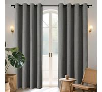 Joydeco 100% Cortinas Opacas 2 Piezas, Lino Cortinas Dormitorio con Ojales Anti Luz Cortina Termica Aislantes Frio y Calor para Salon(Gris, 2x117x228cm)