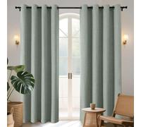 Joydeco 100% Cortinas Opacas 2 Piezas, Lino Cortinas Dormitorio con Ojales Anti Luz Cortina Termica Aislantes Frio y Calor para Salon(Verde Salvia, 2x117x228cm)