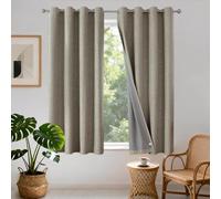 Joydeco 100% Cortinas Opacas 2 Piezas, Lino Cortinas Dormitorio con Ojales Anti Luz Cortina Termica Aislantes Frio y Calor para Salon(Lino, 2x117x183cm)