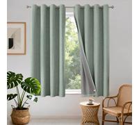 Joydeco 100% Cortinas Opacas 2 Piezas, Lino Cortinas Dormitorio con Ojales Anti Luz Cortina Termica Aislantes Frio y Calor para Salon(Verde Salvia, 2x106x158cm)