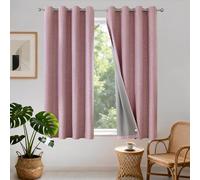 Joydeco 100% Cortinas Opacas 2 Piezas, Lino Cortinas Dormitorio con Ojales Anti Luz Cortina Termica Aislantes Frio y Calor para Salon(Rosa, 2x132x158cm)