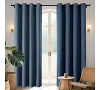 Joydeco 100% Cortinas Opacas 2 Piezas, Lino Cortinas Dormitorio con Ojales Anti Luz Cortina Termica Aislantes Frio y Calor para Salon(Azul Real, 2x140x225cm)