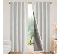 Joydeco Cortinas 100% Opacas de 183 cm de Largo, 2 Paneles, Cortinas Opacas Naturales de Lino para Dormitorio, Sala de Estar, Cortina de oscurecimiento, Aislamiento térmico, Bolsillo para Barra (52 x
