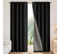 Joydeco Cortinas 100% Opacas de 228 cm de Largo, Juego de 2 Paneles de Lino para Dormitorio, Sala de Estar, Cortina de oscurecimiento con Aislamiento térmico y pestaña Trasera para Barra (94 x 228 cm