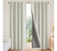 Joydeco Cortinas 100% Opacas de Lino Natural de 90 Pulgadas de Largo, Juego de 2 Paneles para Dormitorio, Sala de Estar, Cortina de oscurecimiento, Aislamiento térmico, Bolsillo para Barra (52 x 90