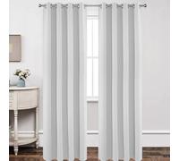 Joydeco Cortinas blancas de 84 pulgadas de largo, juego de 2 paneles con aislamiento térmico, 2 cortinas largas burg, cortinas de oscurecimiento con ojales para sala de estar y dormitorio (42 pulgadas