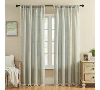 Joydeco Cortinas Bohemias Florales Azules de 84 Pulgadas de Largo, 2 Paneles, Cortinas Bohemias súper Suaves con borlas, Cortinas semitransparentes Que filtran la luz para Dormitorio, Sala de Estar