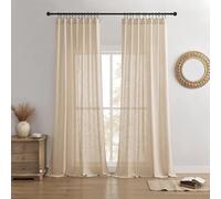 Joydeco Cortinas de Lino para Sala de Estar, Cortinas semitransparentes de 108 Pulgadas de Largo, Juego de 2 Paneles, Cortinas Plisadas de Color Beige (52 Pulgadas de Ancho x 108 Pulgadas de Largo,