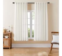Joydeco Cortinas filtrantes de luz de 63 Pulgadas de Largo para Dormitorio, Cortinas de Lino de 63 Pulgadas de Largo, Juego de 2 Paneles para Sala de Estar, Cortinas semitransparentes Blancas de 63