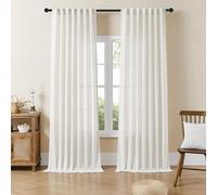 Joydeco Cortinas filtrantes de luz de 90 Pulgadas de Largo para Dormitorio, Cortinas de Lino de 90 Pulgadas de Largo, Juego de 2 Paneles para Sala de Estar, Cortinas semitransparentes Blancas de 90