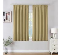 Joydeco Cortinas Opaca Termicas Aislantes Frio y Calor An 117 x Al 137 Beige 2 Piezas Cinta Fruncidora Riel para Salon Dormitorio
