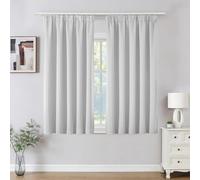 Joydeco Cortinas Opaca Termicas Aislantes Frio y Calor An 117 x Al 137 Gris Blanquecino 2 Piezas Cinta Fruncidora Riel para Salon Dormitorio