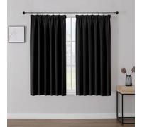 Joydeco Cortinas Opaca Termicas Aislantes Frio y Calor An 132 x Al 160 Negro 2 Piezas Cinta Fruncidora Riel para Salon Dormitorio