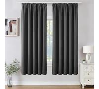 Joydeco Cortinas Opaca Termicas Aislantes Frio y Calor An 140 x Al 175 Gris Oscuro 2 Piezas Cinta Fruncidora Riel para Salon Dormitorio