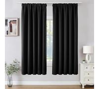 Joydeco Cortinas Opaca Termicas Aislantes Frio y Calor An 140 x Al 175 Negro 2 Piezas Cinta Fruncidora Riel para Salon Dormitorio