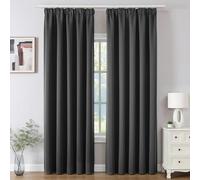 Joydeco Cortinas Opaca Termicas Aislantes Frio y Calor An 140 x Al 245 Gris Oscuro 2 Piezas Cinta Fruncidora Riel para Salon Dormitorio