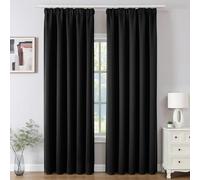 Joydeco Cortinas Opaca Termicas Aislantes Frio y Calor An 140 x Al 245 Negro 2 Piezas Cinta Fruncidora Riel para Salon Dormitorio