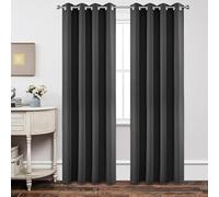 Joydeco Cortinas Opacas 2 Piezas 117 x 228 cm, Cortinas Dormitorio con Ojales Gris Oscuro Anti Luz Cortina Termica Aislantes Frio y Calor para Salon Curtains Blackout