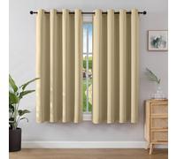 Joydeco Cortinas Opacas 2 Piezas 132 x 158 cm, Cortinas Dormitorio con Ojales Beige Anti Luz Cortina Termica Aislantes Frio y Calor para Salon Curtains Blackout