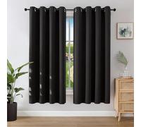 Joydeco Cortinas Opacas 2 Piezas 140 x 175 cm, Cortinas Dormitorio con Ojales Negro Anti Luz Cortina Termica Aislantes Frio y Calor para Salon Curtains Blackout