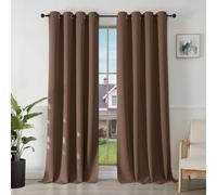 Joydeco Cortinas Opacas 2 Piezas 140 x 245 cm, Cortinas Dormitorio con Ojales Marrón Anti Luz Cortina Termica Aislantes Frio y Calor para Salon Curtains Blackout